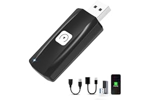 MSXTTLY CarPlay Wireless Adapter, 2024 U2C-AIR Wireless Car Play Stick for cars with Wired CarPlay & iOS 10+, 5Ghz Wi-Fi, USB Stick Direct Plug and Play, USB A/C, Black