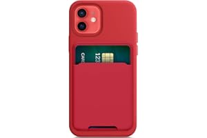 FRTMA Magnetic Card Holder Compatible con iPhone 12/Pro/MAX/Mini, Silicona Sleeve Magnetic Wallet Case for MagSafe, (Red)