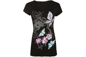 WearAll New Womens Plus Size Butterfly Print Short Sleeve T-Shirt Ladies Baggy Top 14-20