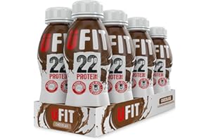 UFIT High 22g Protein Shake, No Added Sugar, Low Fat – Chocolate Flavour Ready To Drink (Pack of 8 x 310ml)