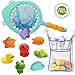 Produktbild Baby Badespielzeug Mit Bad Spielzeugnetz Organizer furs Baby Kinder Junge Mädchen Badespaß Badewanne Planschbecken Schwimmbad Wasserspielzeug Neugeborene Kleinkinder Dusche Geschenk Schwimmende Bad Enten Spielzeug Meerestiere Hai fischernetz 10 Stück Morbuy