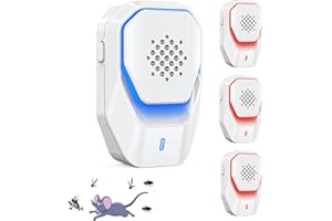AILEDA Antizanzare Ultrasuoni 4 Pack, Professionale Repellente Ultrasuoni per Topi da Interno Dissuasore per Zanzare, Topi, Ratti, Insetti, Scarafaggi, Cimici, Formiche, Ragni