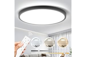 CANMEIJIA Lampa sufitowa LED ściemniana 24 W, panele sufitowe z pilotem, 2520 lm, 3000-6500 K, funkcja timera i światło nocne, lampa sufitowa podtynkowa do salonu, kuchni, sypialni, 30 cm