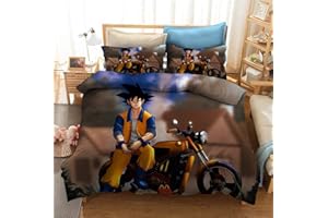 GDGM Juego de funda de edredón y funda de almohada con diseño 3D Dragonball Z Goku, funda nórdica de microfibra con cremallera, juego de cama infantil (A03, 135 x 200 cm y 75 x 50 cm)