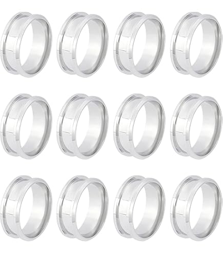 UNICRAFTALE 21 stuks 7 maten roestvrijstalen blanco gegroefde ringen voor het maken van harsringen, trouwringen, sieraden, maat 6-12