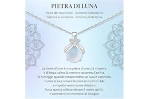 J.Fée 1Pc Idee Regalo Donna Collana Pietra di Luna Regalo Compleanno Donna Regali di Natale per Ragazz Adolescenti Pietra di Luna Argento Collane per Mamma Figlia Sorella Amica Natale