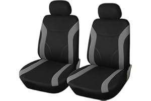 Upgrade4cars Pokrowce na siedzenia samochodowe, na przednie siedzenia, czarno-szare, zestaw uniwersalnych ochraniaczy na fotel kierowcy i pasażera, akcesoria samochodowe do wnętrza samochodu