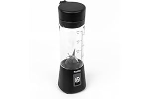 Huslog Frullatore Portatile 470ml, Mini Blender Senza Fili 180W, 6 Lame in Acciaio Inox, USB-C/USB-A, Compatto con Manico, Ideale per Smoothie, Frullati e Protein Shake, Nero