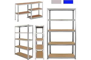 ROYALSWILL Étagère pour Charges Lourdes, 200 x 100 x 50 cm, galvanisée, étagère de Rangement, étagère de Cave, étagère en métal, Charge jusqu'à 875 kg, 5 étagères réglables, étagère en métal, étagère de Garage