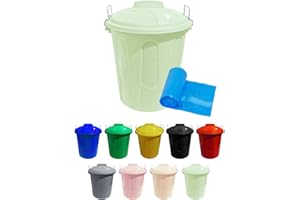 Jardin202 - Cubo Basura de plástico con Tapadera | Cubo almacenaje y reciclar (Verde agua. 21 litros + Bolsas)