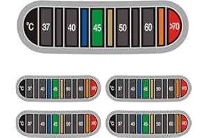 PENLIMLY Thermometer Aufkleber Kaffee, 5 Stück Thermometer Streifen zum Aufkleben, Temperatur Indikator Aufkleber Farbwechsel Farbe für Kaffeetasse Milchkännchen, Selbstklebende Thermometer Streifen bis 70℃