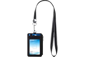 QH-SHOP Porta Tarjetas Identificativas Cuello Cordón con Portatarjeta Hombres Mujeres Funda para Tarjeta de Credito Para Personal Estudiantes Exposiciones Ceremonias Negro