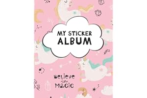 My Sticker Album: Blank Sticker Book for Collecting Stickers | Reusable Sticker Collection Album for Kids - Pink Unicorns Design (Sticker Albums for Kids)