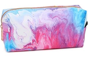 FASHIONSTATIONERY.COM Fashion Stationery Pencil Case for Girls Aesthetic Pencil Case for Women Cute Marble Pencil Cases in Pink White Teal Green Kids Teenager Girl for School or Toiletery Make Up Bag for Ladies (Pink)