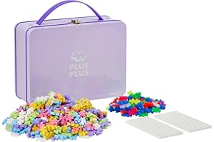 PLUS PLUS - 600 Briques de Construction Pastel et Néon/Fluo Multicolores - Valisette de Rangement en Métal - Jeu de Construction pour Enfant dès 3 ans - Imagination, Créativité - Pour Fille et Garçon