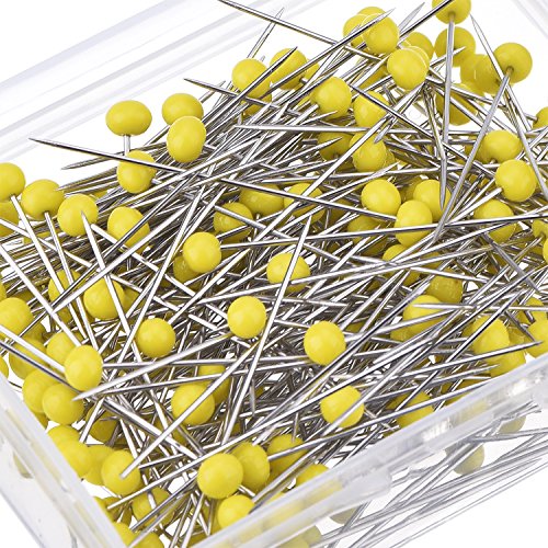 Outus 250 Stück Glass Head Pins Stifte Nadel Boxed für Schneider (Gelb) - 4
