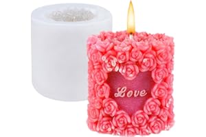CAKEFLY 3D Rose Candle Mould Silicone Candle Making Mould Love Heart Resin Mold Soy Wax Flowers Mold Aromatherapy Christmas Fondant Chocolate Mould for Wedding Anniversary Birthday Valentine’s Day Decoration