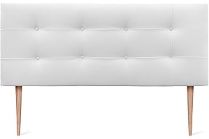 DHOME Cabecero, Cabezales de Cama Capitoné hasta el Suelo. Cabezal tapizado ACUALINE Tela y Polipiel. Cabeceros de Cama Matrimonio e Individual (Tela Blanco, 160x115cm con Patas (Camas 150/160))