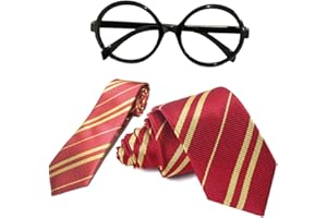 Amycute Brille Krawatte Kostüm Zubehör Set, Zauberer Set Krawatte Brille, Halloween Schule Kostüm Cosplay Zubehör Set für Kinder Erwachsene