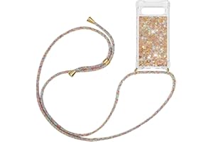 YAMCCCSE Funda Bling Glitter Liquida con Cuerda para Google Pixel 7a,Transparente Cristal Suave Silicona TPU Bumper Protector Carcasa con Colgante Ajustable Cordón - Case y Correa