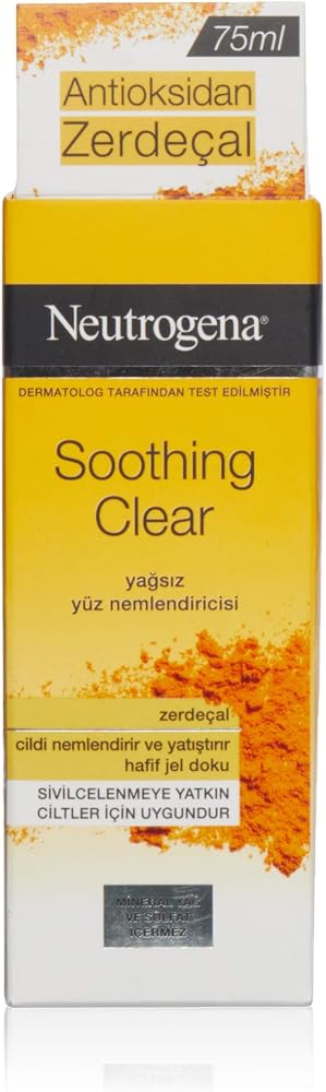 Neutrogena Soothing Clear Zerdeçal Yağsız Yüz Nemlendiricisi, 75 ml | Antioksidan Zerdeçal İçeren, Hafif Jel Doku, Sivilcelenmeye Eğilimli Ciltler İçin Yüz Nemlendiricisi