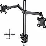 HUANUO Dual Monitor Stand for 13-27 inch VESA 75x75/100x100 Screens, Height Adjustable Dual Monitor Arm with 2 Installation m