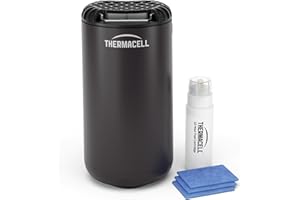 Thermacell Difusor Antimosquitos para Exteriores, Protección de 20 m², Incluye Recambio de 12 Horas + 3 Pastillas, Negro