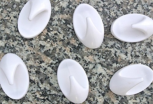 extrem preiswert 6 Klebehaken oval weiss 5,5cm