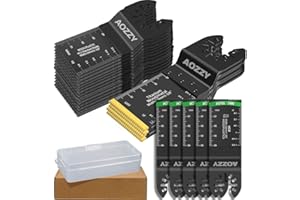 AOZZY 50Pcs Lames de Scie Oscillantes, 5 lames de scie oscillante en titane, Coffret des Accessoires d'Outil Multifonction Oscillant, Lame de Scie Universelle pour Dremel, Bosch, Makita, Dewalt, etc