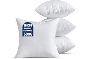 QSWRD 45 x 45 CM Cushion Inserts Pack of 4 Medium White Decorative Square Throw Pillow Inserts for Living Room Couch Bed Sofa Cushion Sham Stuffer Indoor