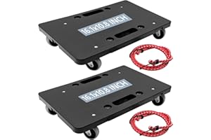 LYFJXX Furniture Mover With 4 Wheels, 16 Inch Heavy Duty Dolly Interlocking Design, Small Flat Cart, Black, 500 LBS Capacity for Furniture Appliance - 2 Pack