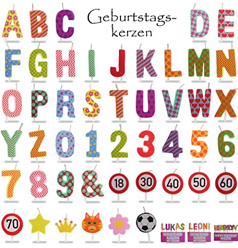 Geburtstagskerzen / Tortenkerzen: Buchstaben, Zahlen & Symbole (1) - 2