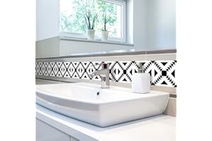 Funlife Selbstklebend PVC Tapetenbordüre, Tapete Bordüre Decken-Aufkleber Wandaufkleber Bodenleiste, zum Aufkleben für Bad Küche Zimmer Dekoration, viele Muster, wasserdichte Bodenleiste, 10cm x 2m