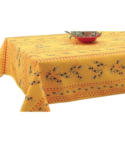 Nappe Toile Cirée Antitache MANZARA Jaune - Largeur 140 Cm, Motif Paysage De Montagne - Neuf Avec étiquettes, Fabriqué En France