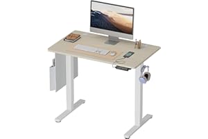 ‎BESTIER Bestier Höhenverstellbar Schreibtisch 100x60 cm, Elektrisch Ergonomischer Steh-Sitz Tische Computertisch Stehschreibtisch Adjustable Desk, Höhenverstellbarer Schreibtische Tisch, Eiche