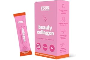 Solv Liquid 8000mg Marine Collagen Peptide Beauty Supplement Gel 14x15ml Sachets High Strength Great Tasting VIT C Biotin. for Skin, Hair, Nails. Firmness, Elasticity Menopause Support (Blood Orange)