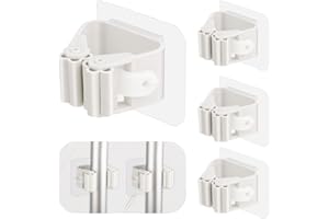 UWOBEFO 4 Pièces Accroche Balai Mural Sans Percer Sans Percage Porte Balais Mural Sans Percage Support Balais Mural pour La Cuisine Porte Balai Mural Auto-adhésif Support Mural Balai pour Jardin Salle de Bain