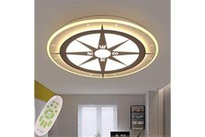 XinZe LED Dimmbar Lampe Deckenleuchte Kinderzimmer Schlafzimmer Jungen Und Mädchen Leuchte Deckenlampe Wohnzimmer Kreativ Runde Kompass Deckenstrahler Augenschutz Decke Beleuchtung Mit Fernbedienung