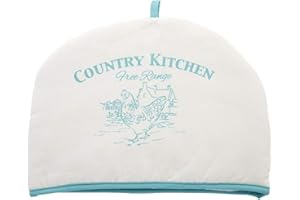 Premier Housewares Country Kitchen Tea Cosy, Tela, Blanco/Verde Azulado, 2 x 33 x 27 cm