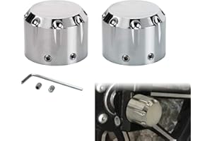 HDBUBALUS Coperchio del Dado Dell'Asse Anteriore Coperchio Dell'Asse Set Adatto per Harley Sportster Xl 1200 Dyna Softail Fat Boy Touring Street Road Electra Tri Glide 2 Pezzi Chrome