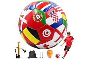 Foreverup Fotboll, officiell kollektion, storlek 5, professionell fotboll med 1 ballongpump, 2 nålar, 1 nätpåse, för barn och