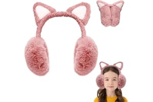 Udbrud Cache-Oreilles pour Enfant, Cache-oreilles en Forme de Chat Mignon Cache-Oreilles en Peluche Chauffe-Oreilles Hiver Chaud Fourreau d'Oreille Hiver Filles Garçons pour Ski Cadeau Noël