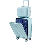WYDEAZ Cabin Suitcase 55 x 38 x 23 cm + Toiletry Bag, Set Rigid ABS + PC Lightweight with 4 Wheels 360&deg;, Front Opening, USB P