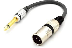 VITALCO XLR Maschio a Jack 6.3mm Mono Maschio Adattatore Connettore per Microfono Cannon a Jack 6.3 TS Audio Cavo