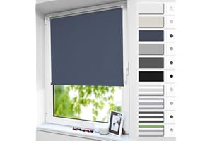 smartdemo Store Occultant sans Perçage, Bleu Foncé, 45x120 cm, Store Enrouleur Opaque Thermique Isolant, Protection de Vie Privée, pour Fenêtre ou Porte