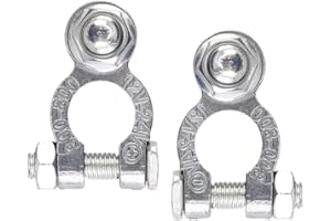 KOORIUM 2 PCS Car Battery Terminal 12V/24V Universal Heavy Duty Stud Type Battery Connector Clamp for Car, Motorcycles & Ships, Silver