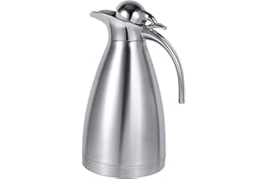 lyrlody Jarra Térmica de Café, Acero Inoxidable, Doble Pared, 1,5-2 litros, 12 Horas de Retención de Calor(1.5L-Plata)