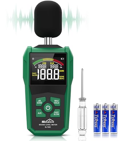 Fonometro Digitale Uadme Con Display LCD 11", Misura Decibel 30-130dB, Con Termometro E Igrometro, Da Parete - Foto 1