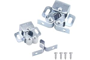 WEONE Door Catches,10pcs Double Roller Cupboard Door Latch Hardware,Zinc Plated Roller Cabinet Catch with Screws for Wardrobe,Home Furniture