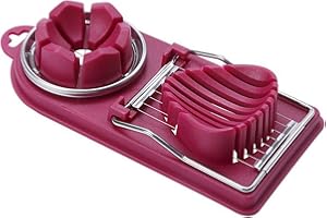 CaLeQi Iaffetta-Uova in Acciaio Inox, Multifunzione, Separa L’Uovo E Il Cuneo per 2 Stili di Affettatura A Doppio Uovo, Affettatrice per Insalata E Uova Sode (Vino Rosso)